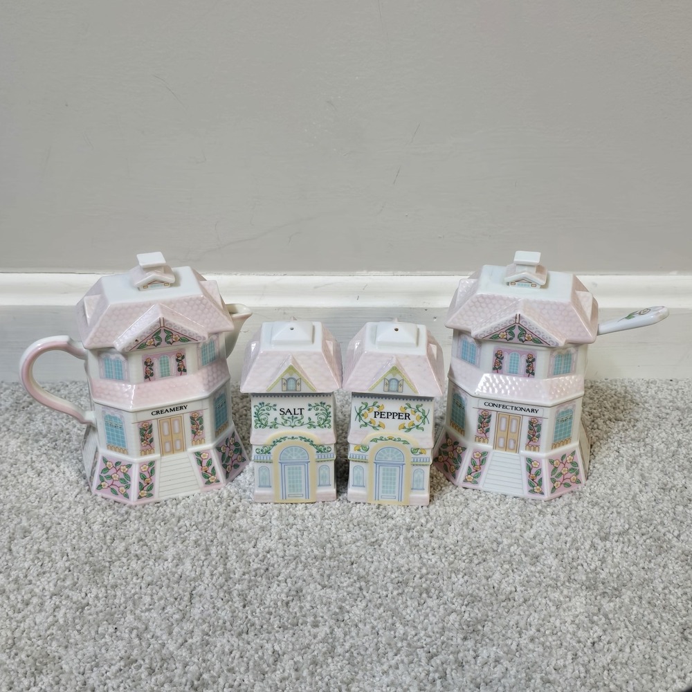 Lenox Spiced Village Creamery & Confectionary + Salt Pepper Shakers 1991 Set